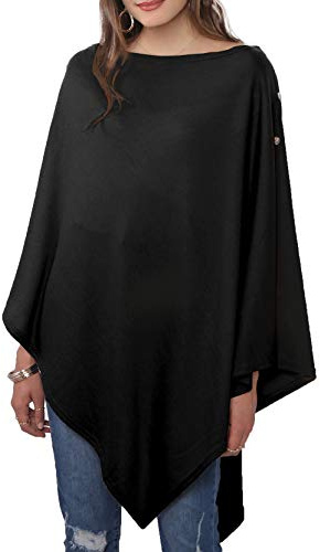 DiaryLook Multifunktionaler Damen-Poncho - Maxi-Schal und Umhang aus Strick, leicht, weich und vielseitig für Frühling und Sommer, elegantes Geschenk, Schwarz , Einheitsgröße