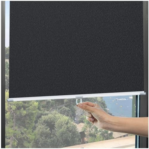 Blackout Roller Shades for Windows, Suction Cup Roll Up Blinds, Sunshade Roller Blinds No Drilling, Anti-uv/sunscreen Blinds,Black-65x200cm/26 * 79in