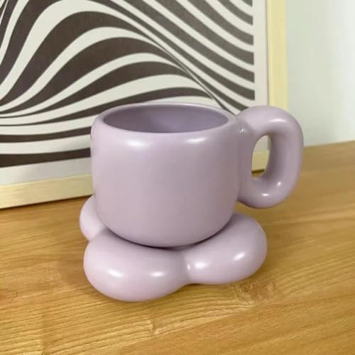 XIUPO Tasse à café en céramique de Style Simple, avec Tasse et Soucoupe, Tasse à Flocons d'avoine pour Petit déjeuner, Tasse d'eau de Bureau, Assiette à dîner Dim Sum, Cadeau d'anniversaire