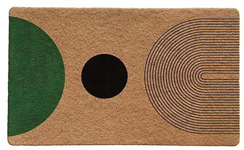 Luvadian Mid Century Modern Boho Door Mat - Boho Welcome Mat, Modern Green and Black Indoor/Outdoor Entrance Mat, 17x30 Inch