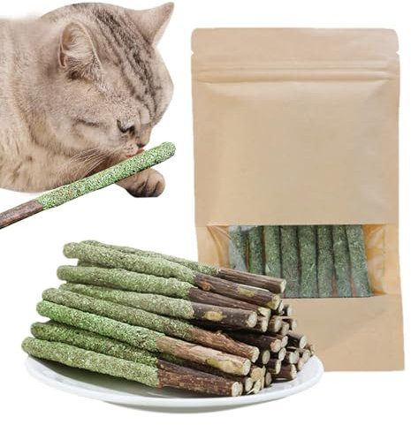 Gefriergetrocknet Snacks Für Katzen | Katzengras Snack - Cat Grass Teething Sticks | Graskatzen Backenzahnstab – Katzengras Beißstab | Katzenminze Spielzeugstäbchen Für Innenkätzchen