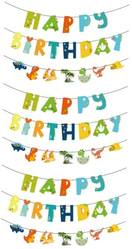 Alasum 3sätze Dinosaurier Geburtstag Banner Niedliches Dino Design Für Jungen Und Mädchen Dekoration Für Geburtstagsfeiern Einfache Anbringung An Wänden Eingängen Und Tischen