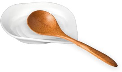 Karisky Spoon Rest for Stove Top, 5 Inch Ceramic Spoon Holder for Counter, Cooking Spoon Holder for Utensils, Coffee Spoons, Spatula, Ladle, Tongs, White