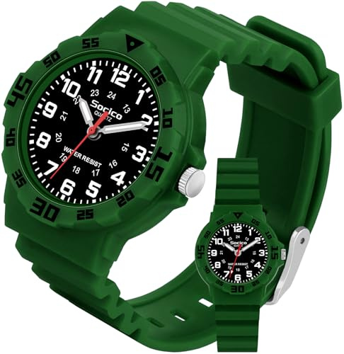 SOCICO Kids Analog Watch 30M Waterproof & Learning Time for Boys Girls