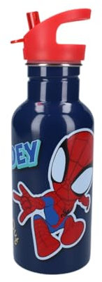 My sweety pop - Gourde Spidey bleu pour enfant - Acier Inoxydable - Crèche - Maternelle - Ecole - Vacances - Repas - 22 cm - 500 ml - Hydratation - Idée Cadeau - Bouteille (Spidey - Bleu/Rouge)