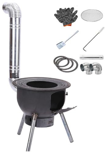 Wood Stove, Outdoor Detachable Wood Stove, Camping Wood Stove with Chimney Pipes, Tent Wood Stove, Cast Iron Stove, Heavy-Duty Rocket Stove, for Outdoor Camping, Tent Heating(43cm/17)