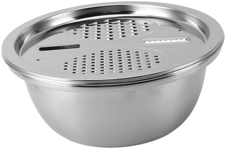 Set di Colini 3 in 1 in Acciaio Inox per Lavare il Riso, Grattugia Multifunzionale, Bacinella di Scarico, Pentola di Grande capacità per Cucinare Zuppe, Tagliatelle, Spazzolare