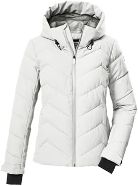 killtec Donna Giacca da sci/giacca trapuntata/giacca funzionale in look piumino con cappuccio e paraneve KSW 31 WMN SKI QLTD JCKT, gebrochenes weiss, 38, 43417-000