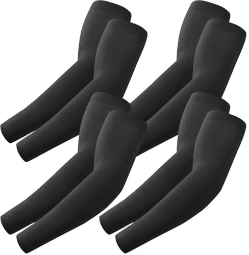 fuinloth Arm Sleeves Compression UV Protection Gaming Sleeve to Cover Arms Cricket Running for Men/Women 4 Black