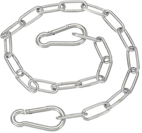 Stahlkette, 60 cm Edelstahl Ketten, Stahlkette Edelstahl Halskette Gliederkette Mit Karabiner Edelstahl Rundstahlkette Edelstahlkette Für Zauntore, für Verlängerung Sandsäcken,Schaukeln