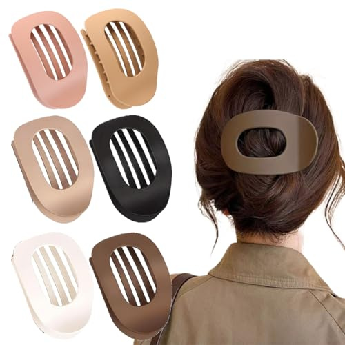 Lsydgn 6er Set Flache Haarklammern Damen | Rutschfeste Seitliche Claw Clips Mit Starkem Halt Für Dünnes & Dickes Haar | Für Alltag, Sport, Autofahren | Invisible Flat Hairclips Unisex