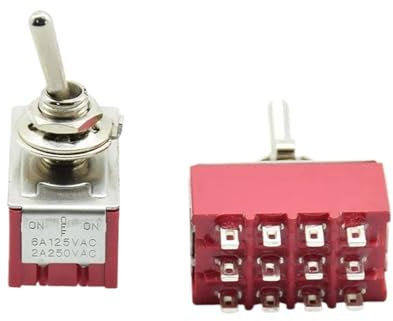 Interruttore a levetta mini rosso a 12 pin ON-OFF-ON/ON ON 3/2 posizioni AC 6 A/125 V 2 A/250 V con terminale a saldare 1 pz.(1 pc 12pins OFO)
