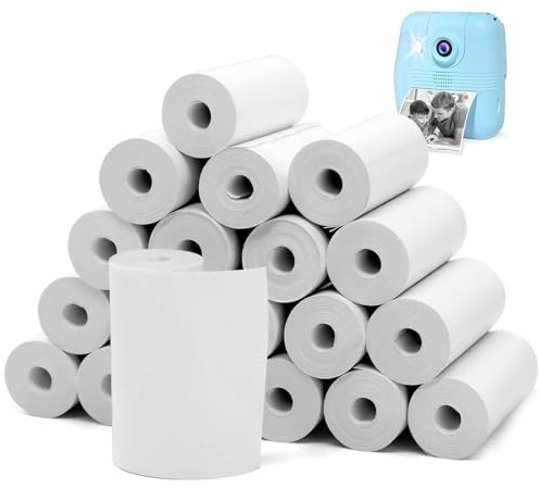 20 Rollen Thermopapier Kinderkamera Papierrolle für Kinder Sofortbildkamera | 57mm Thermo Druckerpapier Nachfülldruckpapier Null Tinten Druckpapier Thermopapier für Kinderkamera Sofortdruckkameras, Weiß