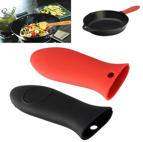 FUNNETOYU Supporto per Maniglia Calda in Silicone Presidio per Manico di Pentole Adatto Manici Buco di Serratura Protezione Termica Fino