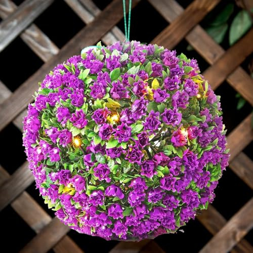 Dolce Vari 28cm Dual Function Solar Powered Topiary Garden Ball Sphere 20 Led Lights (Purple, 1)