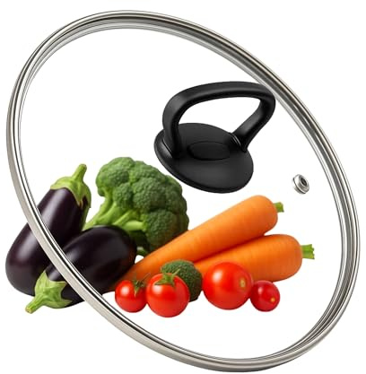 CHEFZOCO Tapa de Cristal para sarten con asa plegable, Tapa de Vidrio Multiusos, tapadera de Cristal para Olla con mango plegable, tapa Cacerola, Resistente Altas temperaturas, Apto para 20 cm