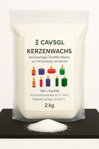 Kerzenwachs Granulat - Weiß - in Pulverform zur Herstellung von Kerzen - Paraffin Wachsgranulat Hochrein - Made in Germany - CAVSGL (2 Kg, 1, stück)