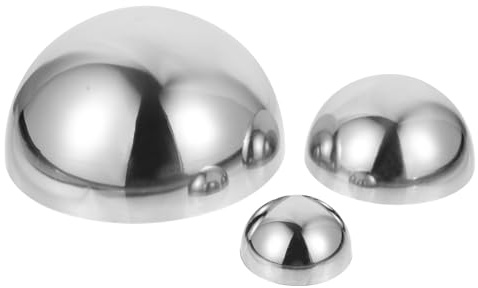 NOLITOY 3 Pcs Demi-Sphères de Jardin en Acier Inoxydable Poli, Boules Creuses Résistantes à Rouille, Décoration Extérieure Élégante et Moderne pour Patio et Jardin