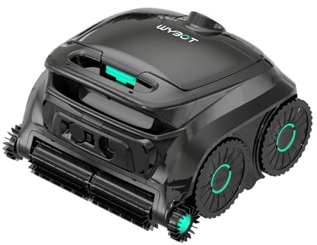 WYBOT OS600 Robot Piscine sans Fil, Nettoyage Fond Et Parois, Autonomie 130 Min, Navigation Intelligente, Stationnement Automatique, pour Piscines Enterrées Et Hors-Sol, Vert Foncé-Noir