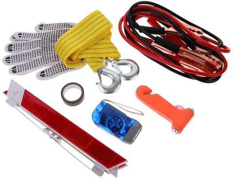 HOLIDYOYO Kit D'outils D'urgence Voiture 8 Pièces Multifonctionnels, Compact, Matériaux Solide, Accessoires pour Véhicules, Équipement de Sécurité Routière, Ensemble Outils Dépannage Auto