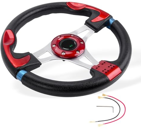 YROHGKPN 320 mm leichtes Automobil Lenkrad, PU Materialien, schnelle Installation für die meisten Fahrzeuge, einfache Installation, Sport Lenkrad, Rutschfester