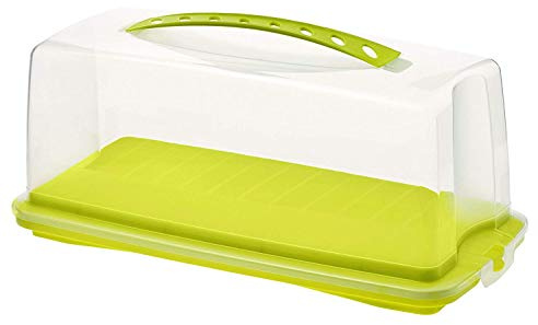 Rotho Fresh Kuchenbehälter mit Haube und Tragegriff, Kunststoff (PP) BPA-frei, grün/transparent, (36,0 x 16,5 x 16,5 cm)