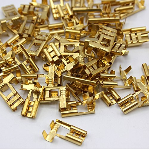 100 Kabelschuh 6,3mm unisoliert blank 0,5-1,5 Flachsteckhülse winkel 90° Steckverbinder Klemmen zum crimpen