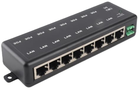8 Port PoE Injektoradapter DC12V 48V 8 Schnittstellen Passiver POE Adapter Power Over Ethernet POE Stromversorgungsmodul Injector für IEEE802.3af / bei Standard POE Stromversorgung