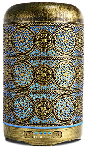 SALKING Difusor Aceites Esenciales,260ml Humidificador Ultrasónico,Metal Difusor de Aromaterapia con 7 Colores,4 Configuraciones de Temporizador y Sin Agua Auto-Apaga, Regalo para Mujer