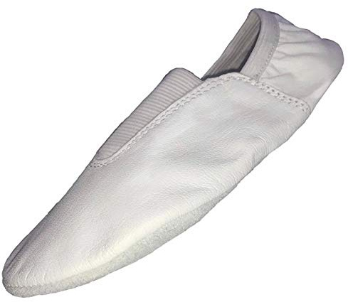 Gymnastic Shoes Dance Shoes Soft Sole Leather Gymnastic Shoes Training Shoes Yoga Shoes Trampoline Shoes - for Girls, Kids, Children (4 UK Girls) White