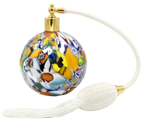 Vinciprova Le Gemme di Venezia Bottiglia Con Spruzzatore Porta Profumo Con Murrina Millefiori Originale Murano Glass (Tonda)