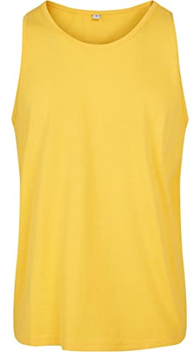 Build Your Brand Herren Basic Tank Top – Sportliches ärmelloses T-Shirt aus Baumwolle mit Rundhals für Training Gym Fitness Sommer und Casual Streetwear,Taxi Yellow,XL