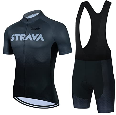 Ropa de Ciclismo Maillot Ciclismo Hombre Completo Camiseta para Hombre Ciclismo Maillot y Culotte Pantalones Cortos para Deportes al Aire Libre Ciclo Bicicleta (XXL,Gris Negro)