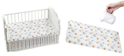 Kinder 5-lagige Inkontinenzunterlage Baumwolle Wasserdicht Waschbar rutschfest Wickelunterlage Baby Wiederverwendbare Atmungsaktiv Urin Matte Kleinkind (70x110 (2er Pack))