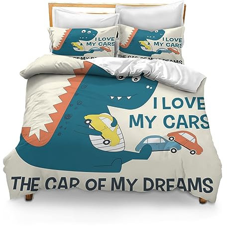 Horienteeon - Set copripiumino completo con dinosauri, 3 pezzi (1 piumino in microfibra e 2 federe), per bambini, ragazze, ragazzi, adulti, letto e soggiorno