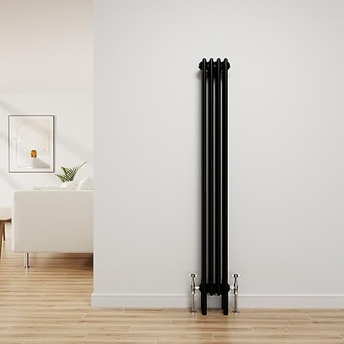NRG Radiatori verticali 1500x200mm del bagno del riscaldamento centralizzato del ghisa 4 della colonna del nero tradizionale del radiatore