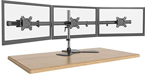 IBOWZ Support TV Support de Moniteur à Trois écrans, Support de Moniteur réglable en Hauteur avec Base en métal, Convient pour écran d'ordinateur Plat incurvé de 17 à 27 Pouces