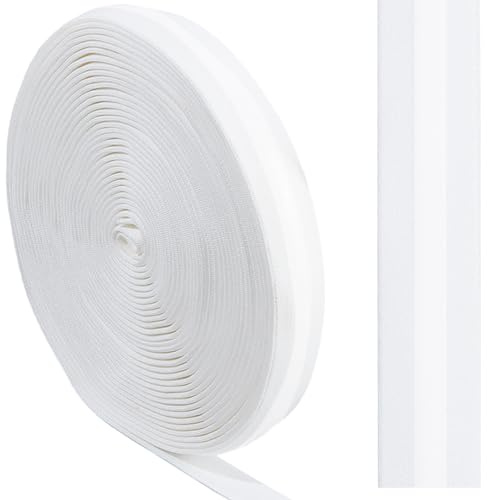 GORGECRAFT 10Yds*22mm Banda Elástica de Silicona Antideslizante Cinta de Agarre Estiramiento Cinta de Ajuste Gomas de Costura Cincha Cinturón Carrete de Pretina para Coser Ropa Manualidades Blanco