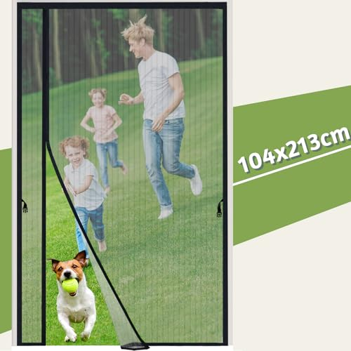 Dmore Magnet Fliegengitter Balkontür, reversible links rechts öffnende Insektenschutz Tür, 100x210 cm Fliegengitter ohne Bohren, ideal für Balkontüren Kellertür, und Terrassentüren