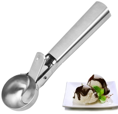 Eisportionierer,Eisportionierer Edelstahl,18.2cm Antihaft-Frostschutzmittel Eislöffel,Langlebiges Design,Leicht zu reinigen,für Gelato,Keksteig,Sorbet,Silber