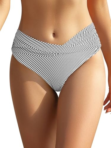 SHEKINI Bikini da Donna Retrò Vintage Classico, Nero, da Spiaggia, Taglie Grandi, Strisce, M
