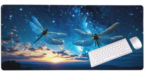 Blue Sky Dragonfly Mouse Mat 1000x600x3 mm Mouse Pad, Desk Mat Large Mousepad, Gaming Mouse Pad with Anti- Slip Rubber Base, Waterproof Durable Mousemat Extended Mouse Pad for Office Desk Decor S-7693