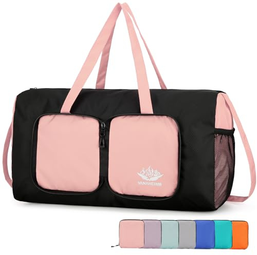 Outplea Borsone da Palestra Pieghevole Donna Impermeabile da 20L, Borsa Sportiva Ultraleggera, Borsa da Viaggio Multifunzionale per Weekender Nuoto Fitness Basket Campeggio Yoga, Rosa