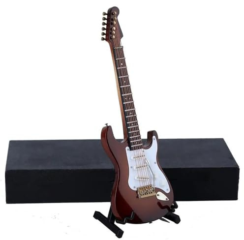 Accessoires De Décoration Intérieure Mini Guitare Électrique Quatre Couleurs Et Tailles Modèle Avec Étui Et Support Cordes Populaires Conception D'instruments(Brown,24cm)