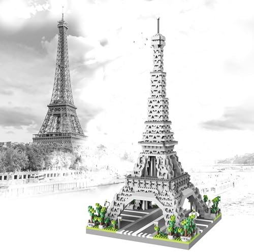 Finger Rock Architecture Paris Eiffelturm Hoch 42cm, Modellbausatz Mikro Klemmbausteine Set 3585 Teile, Schreibtisch Deko Ideen Geschenk Spielzeug für Jugendliche Erwachsene Sammler