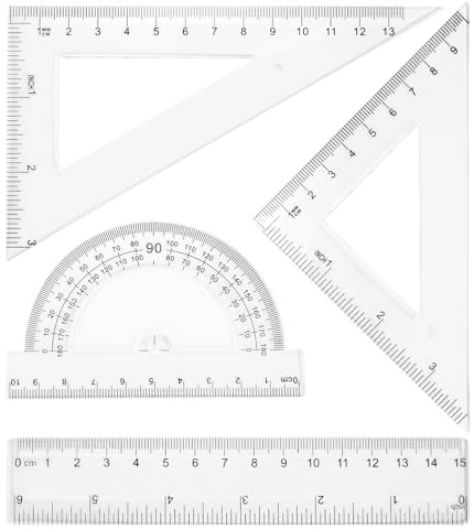 sourcing map Set di 4 righelli triangolari, 15 cm, in plastica, metrici, geometrici, goniometri, triangolari, scala ingegneristica, kit per ufficio e casa