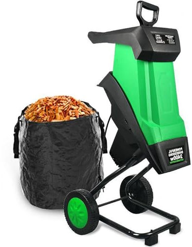 Trituratore di rami e foglie, trituratore elettrico per legno, trituratore elettrico da giardino da 2400 W, con 5 sacchi di raccolta da 50 l, motore da 4500 giri/min e capacità di stoccaggio da 50 l