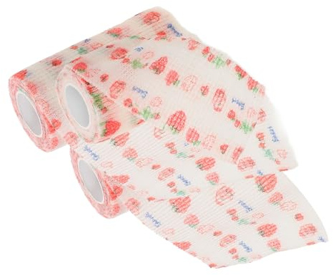 Sosoport 3rollen Selbsthaftendes Tierverbands-tape Atmungsaktive Bandage Im Erdbeerdesign Für Hunde Und Katzen Elastisch Einfach Anzuwenden Und Anpassbar Für Verschiedene