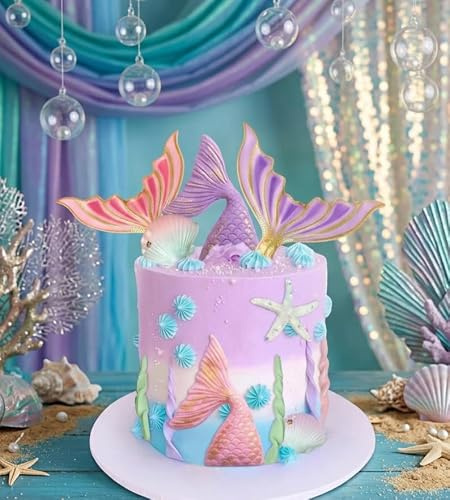 Unter dem Meer Kuchen Dekoration Muschel Kuchen Topper Meerjungfrau Schwanz | Unter dem Meer Kuchen Dekoration Muschel Kuchen Topper Meerjungfrau Schwanz Kuchen Topper Meerjungfrau Party Supplies