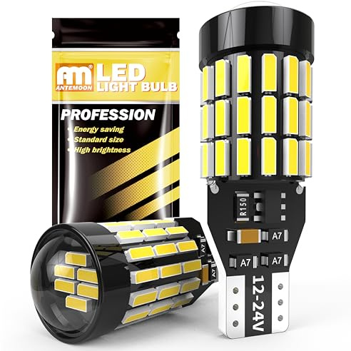 ANTEMOON T15 W16W LED Bulb 6500K White Super Bright 921 912 906 904 Halogen Replacement Light Bulbs 12V 24V Canbus Error Free for Car Backup Reverse Lights, Pack of 2